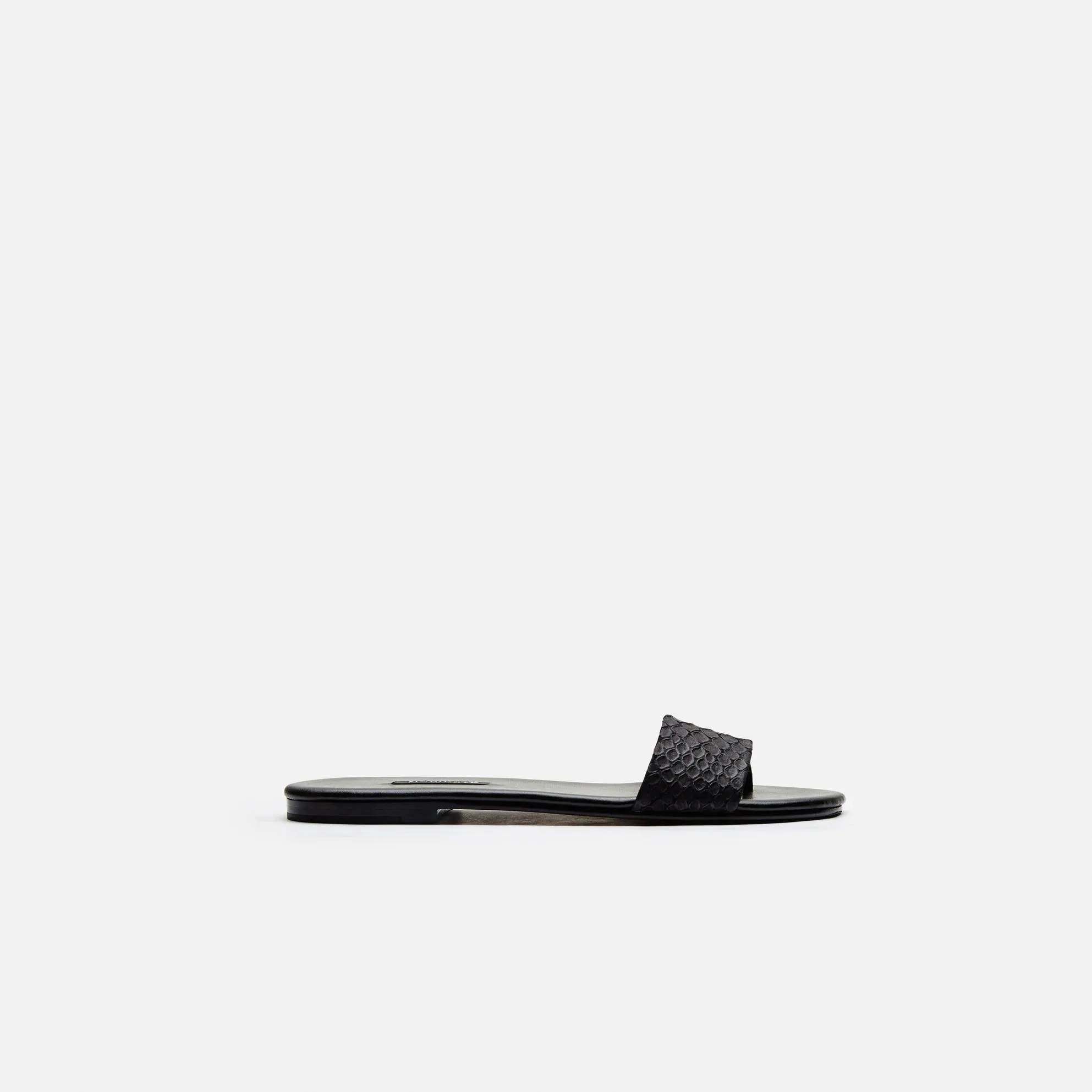 Roma Sandal - Black Embossed Snake