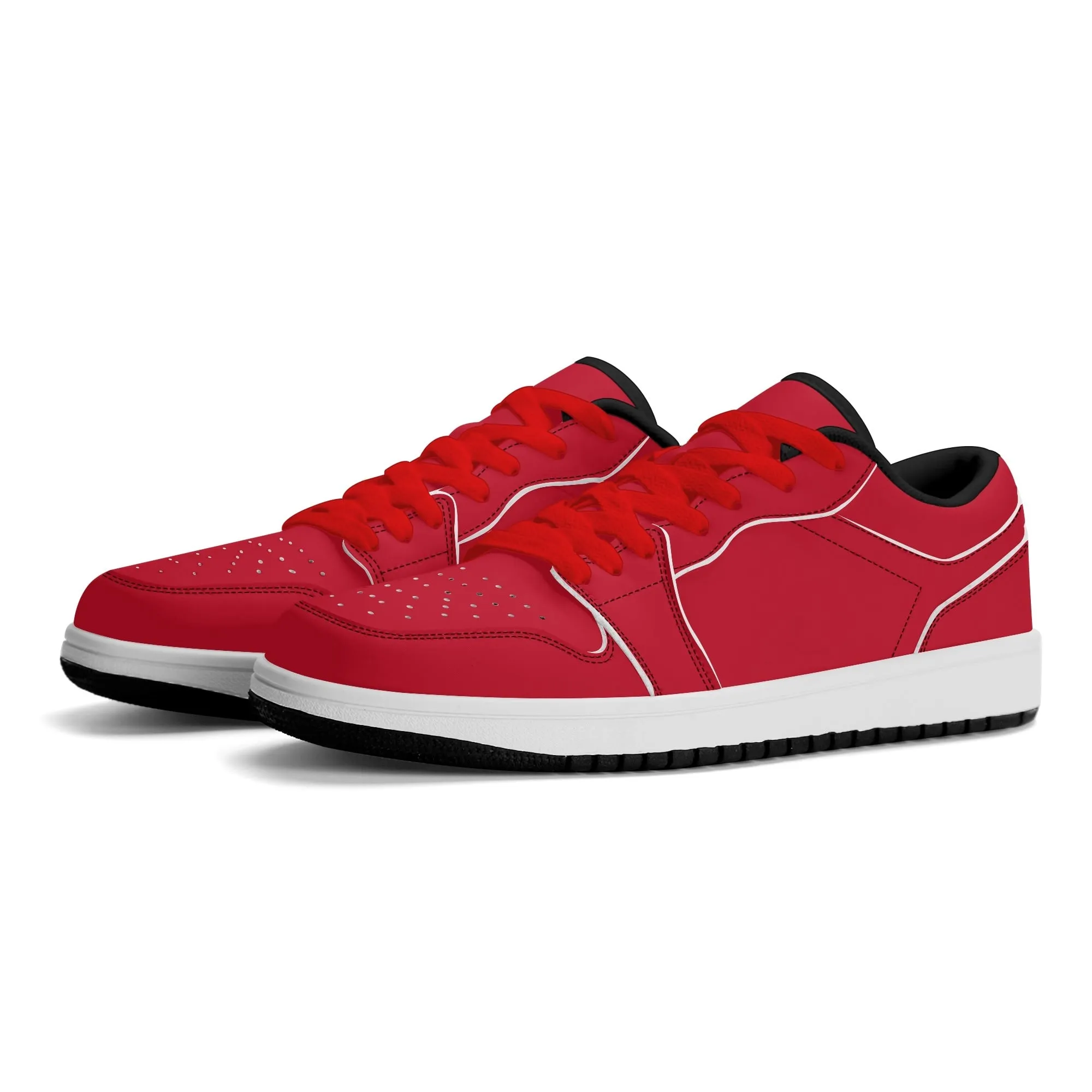 Rote Low Top Leder Sneaker für Damen