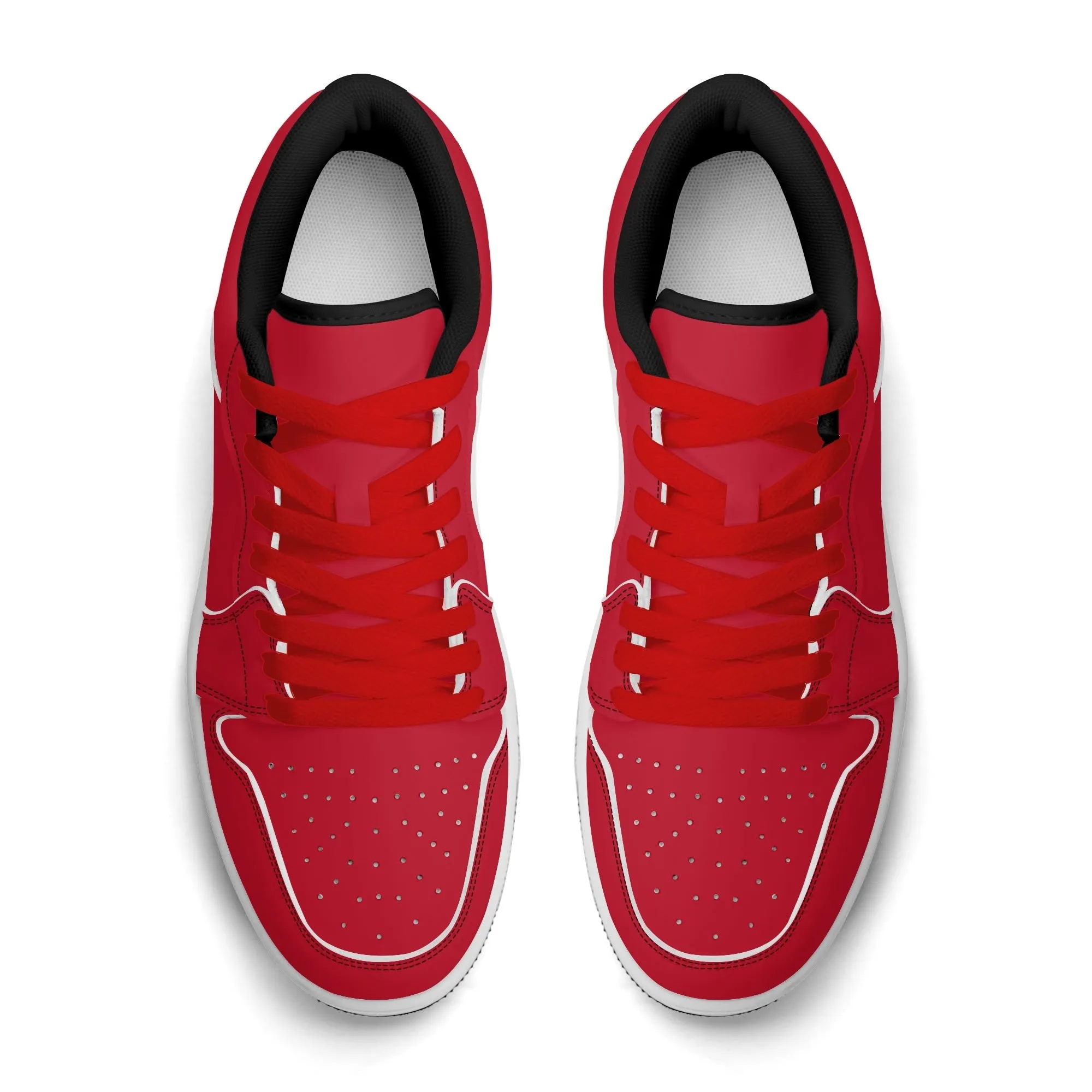 Rote Low Top Leder Sneaker für Damen