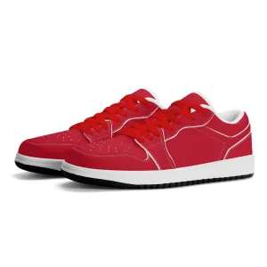 Rote Low Top Leder Sneaker für Damen
