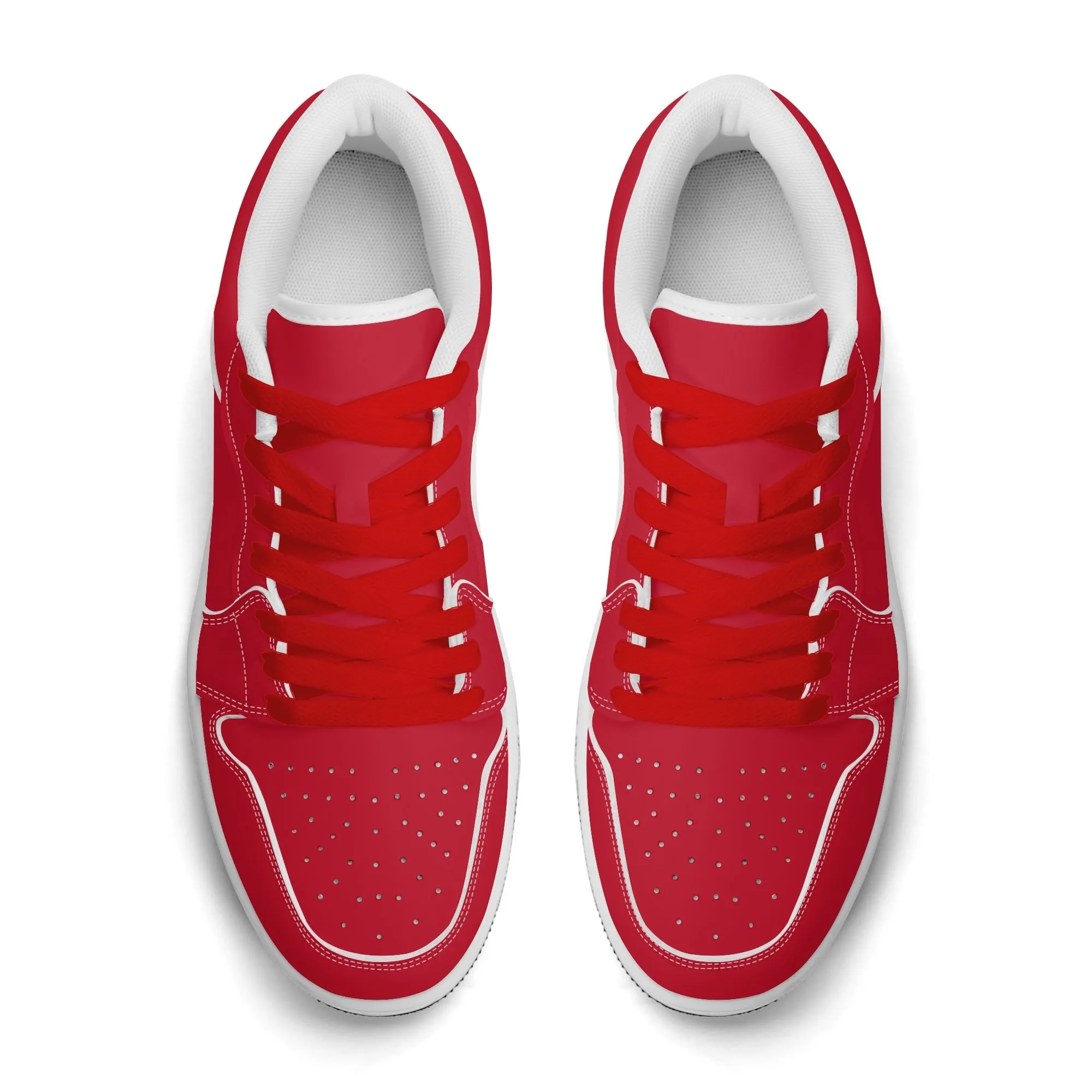 Rote Low Top Leder Sneaker für Damen