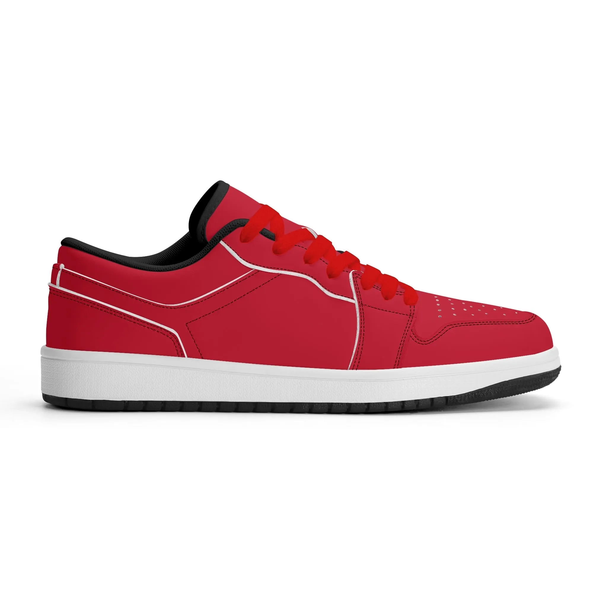 Rote Low Top Leder Sneaker für Damen
