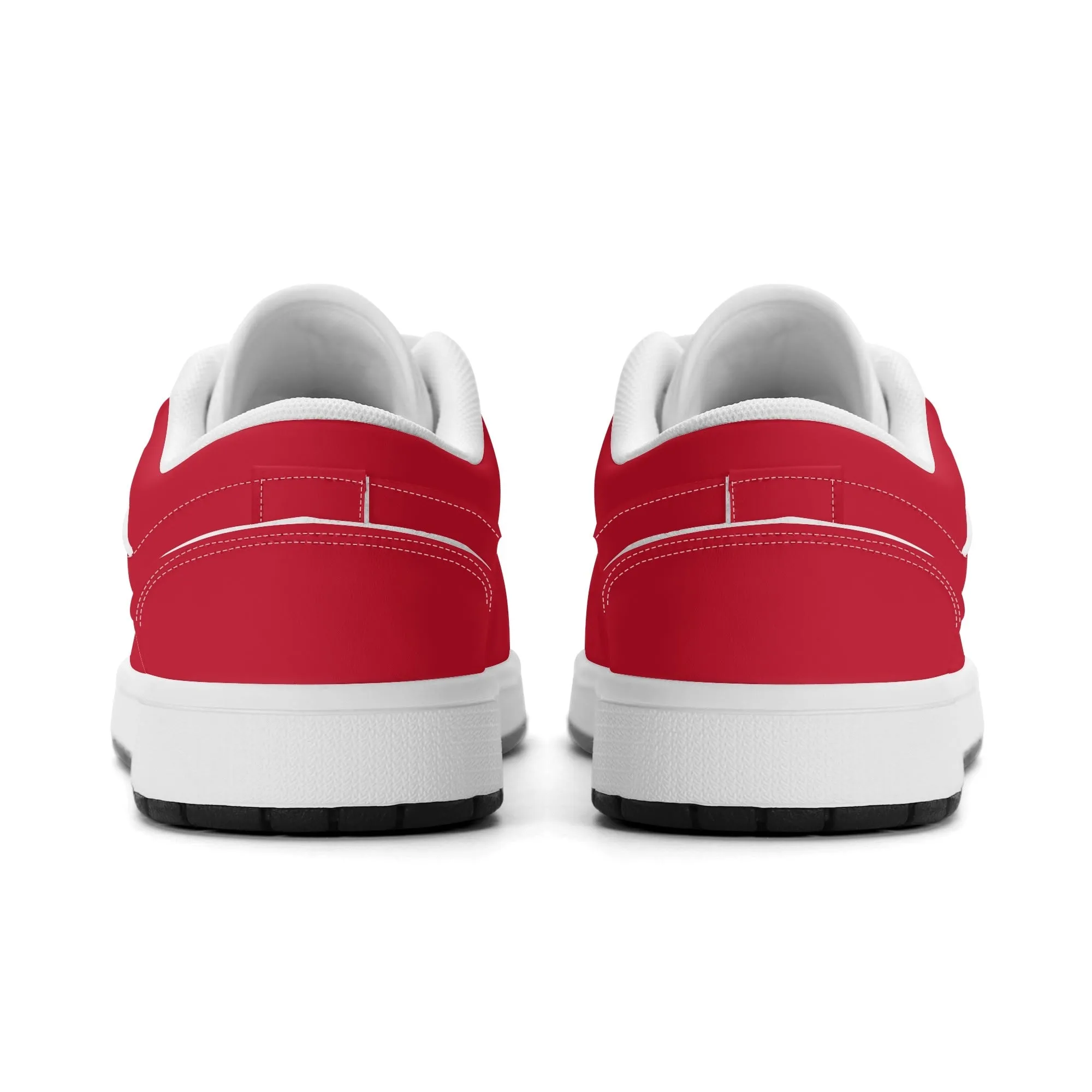 Rote Low Top Leder Sneaker für Damen
