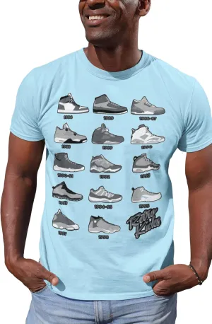 Shirt to Match Cool Grey Jordan Retro 1 2 3 4 5 6 7 8 9 10 11 12 13 Sneakers, Men's Tee to Match Jordans