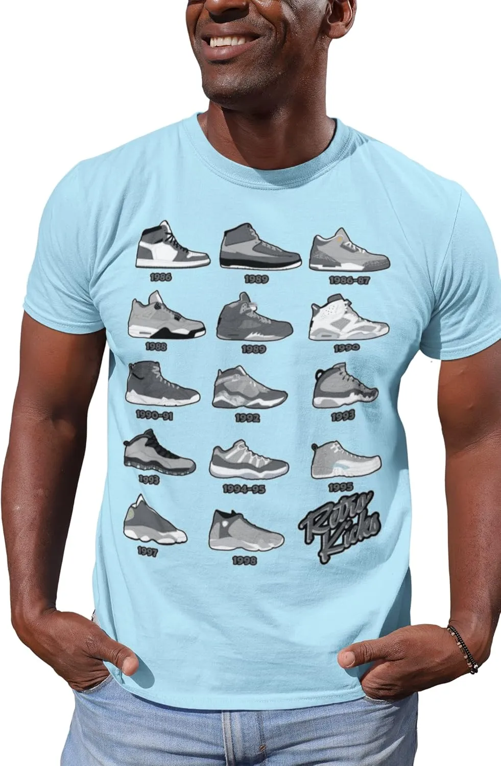 Shirt to Match Cool Grey Jordan Retro 1 2 3 4 5 6 7 8 9 10 11 12 13 Sneakers, Men's Tee to Match Jordans