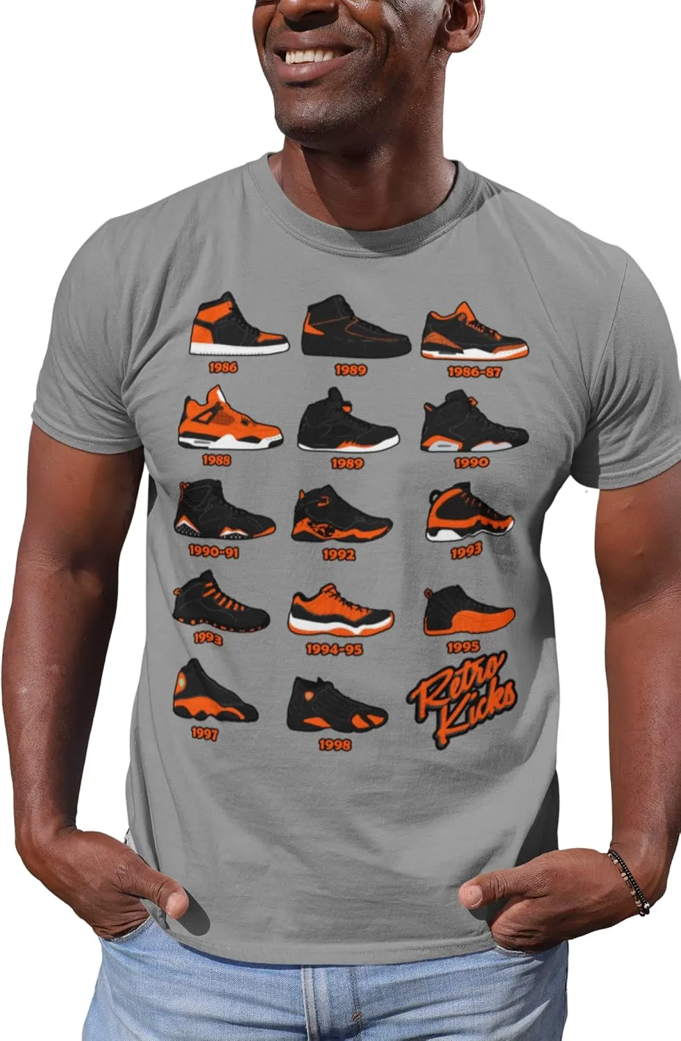 Shirt to Match Jordan Orange/Black Retro Jordan Sneakers 1 2 3 4 5 6 7 8 9 10 11 12 13, Tee to Match Jordans