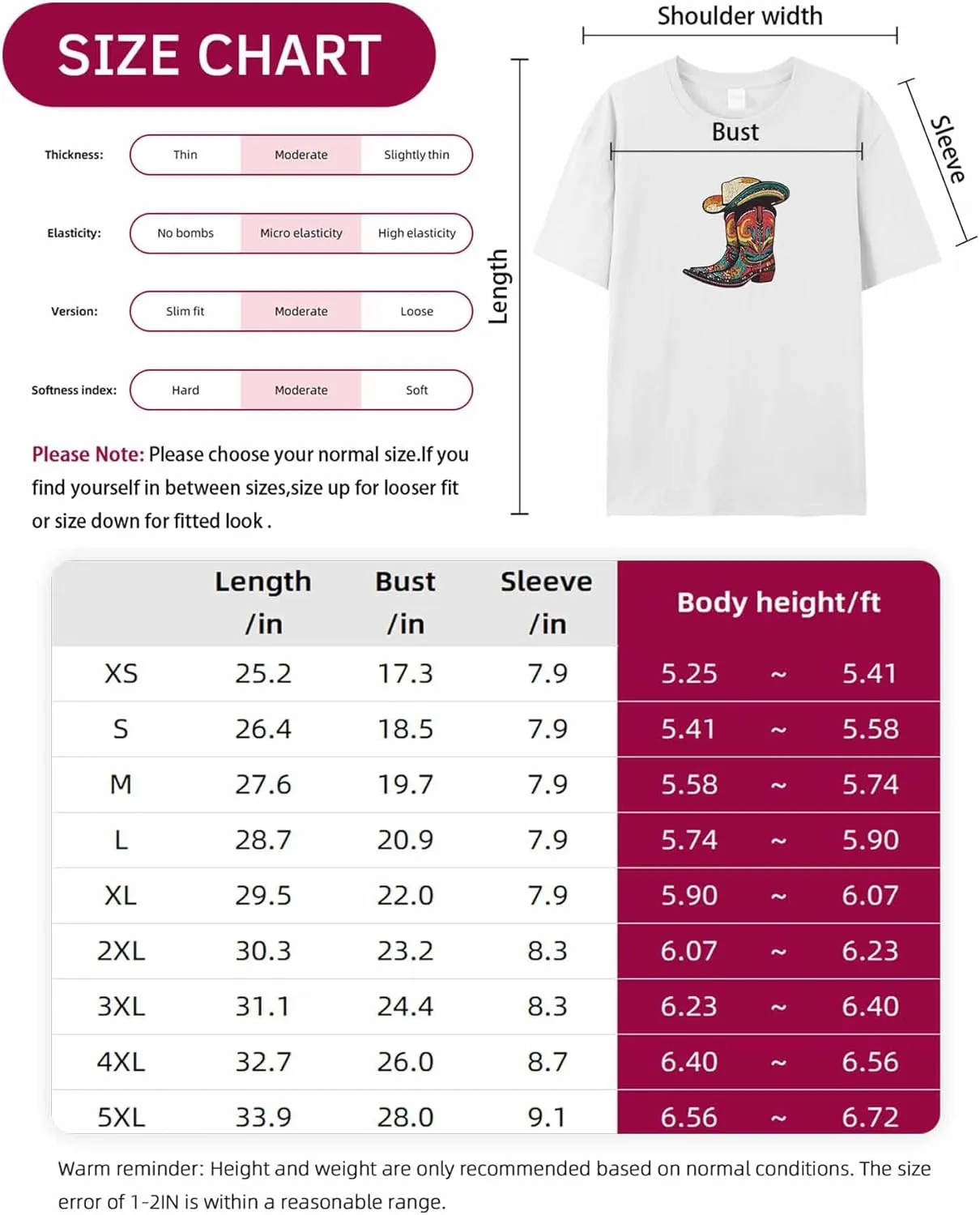 T-Shirts for Women Western Cowboy Boot Hat Women's Tops Crew Neck Short Sleeve Tees