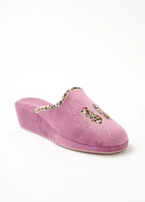 Velvet touch mule with rhinestone details