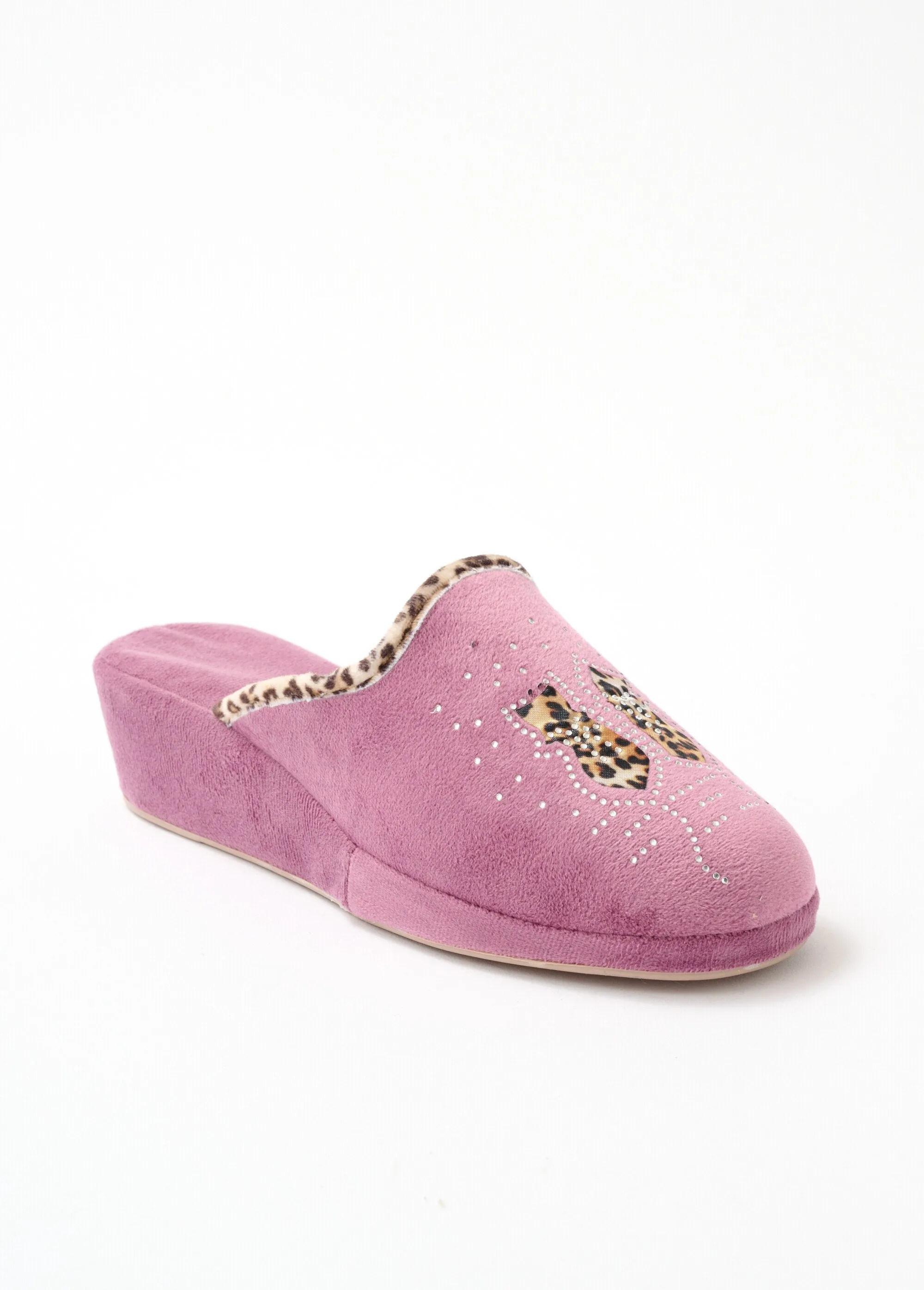 Velvet touch mule with rhinestone details