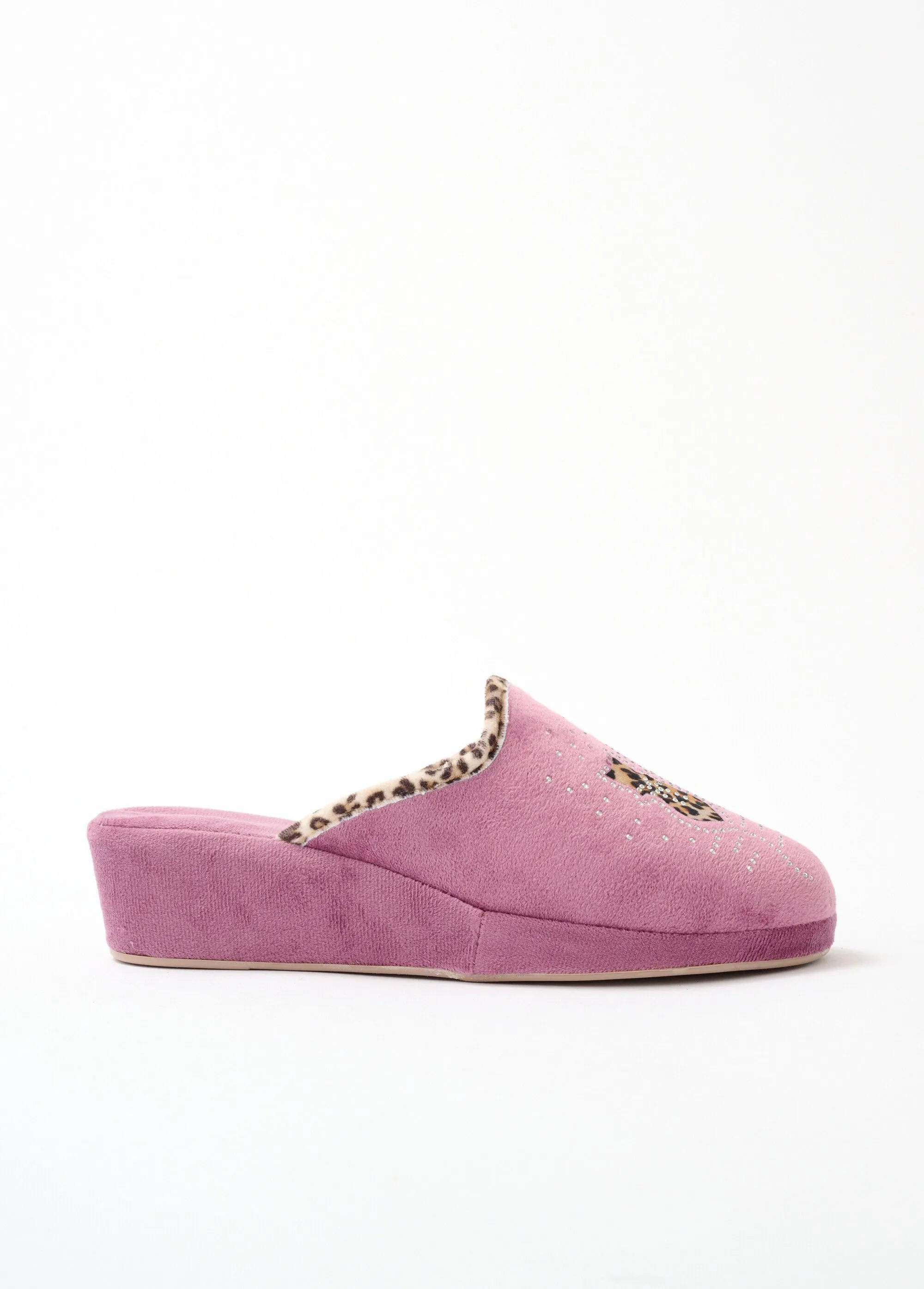 Velvet touch mule with rhinestone details