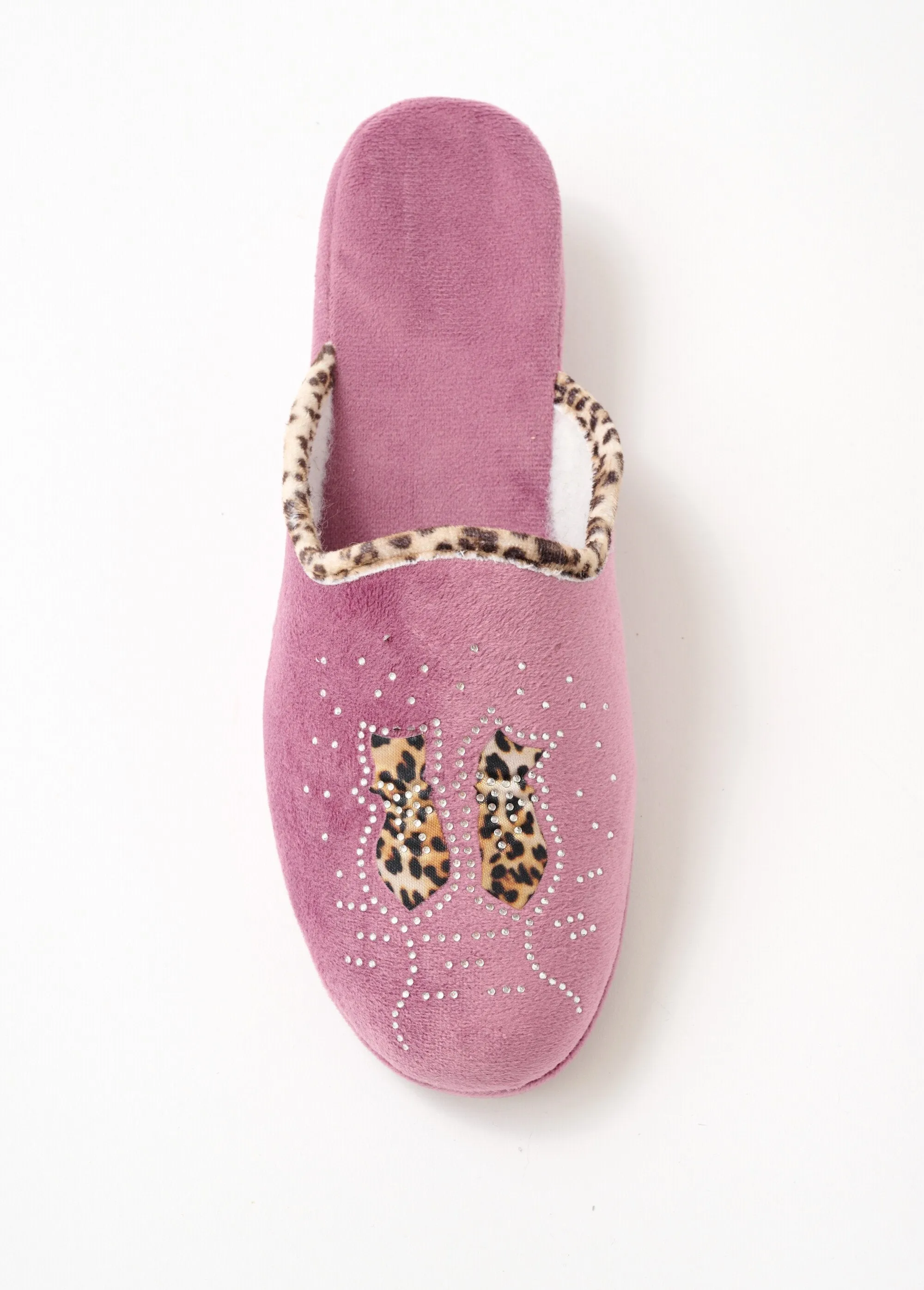 Velvet touch mule with rhinestone details