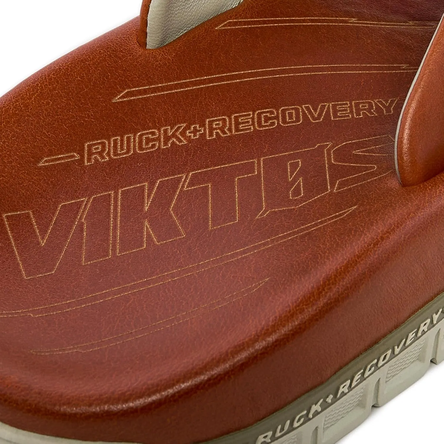 VIKTOS Men's Ruck Recovery XC Leather Lightweight Casual Outdoor Flip Flop Sandals w/Custom Fit Thermoformable EVA Footbed