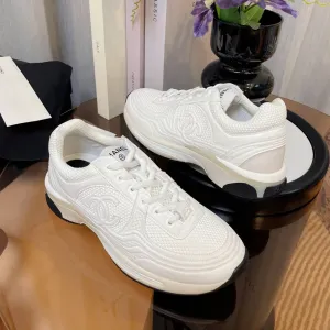 white calfskin Multi-device compatible sneaker CHANEL Stylish fabric classic