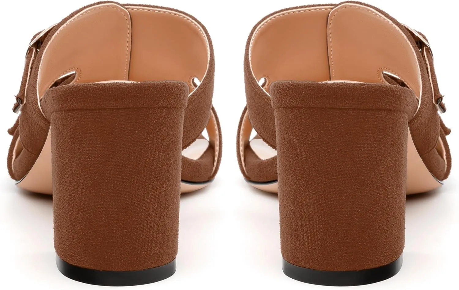 Women's Sandals, Round Toe Mid Chunky Heels, Fashion Buckle Heeled Sandal for Women 2.5 Inch
