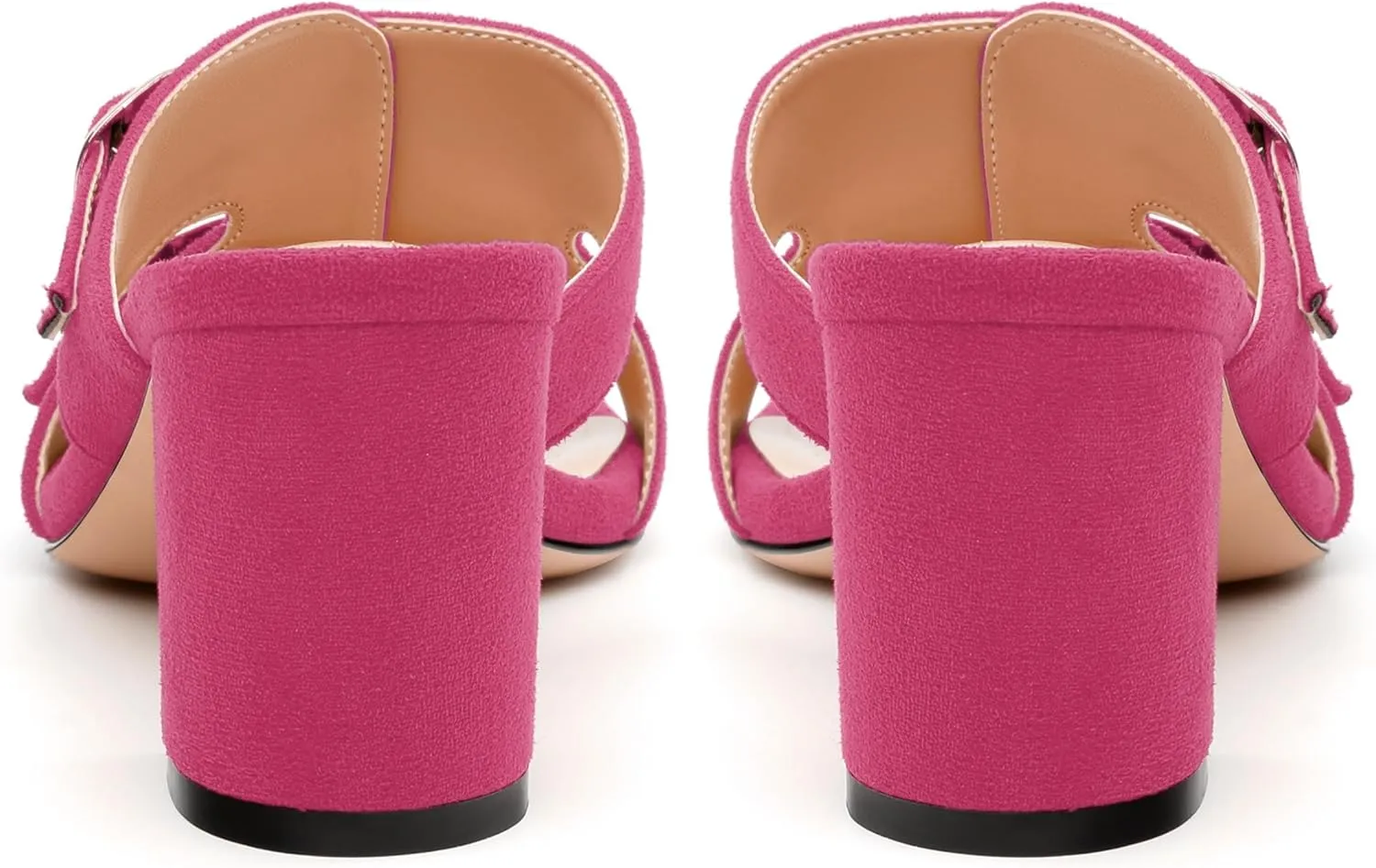 Women's Sandals, Round Toe Mid Chunky Heels, Fashion Buckle Heeled Sandal for Women 2.5 Inch