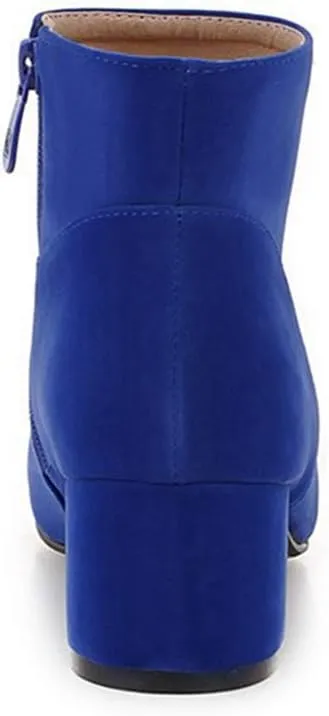 Women's Vegan Suede Dress Ankle Boots Round Toe Zipper Comfy Block Low Heel Booties Dressy Short Boot
