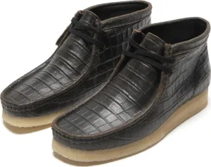 Women's Wallabee Boot Black Crocodile Distress