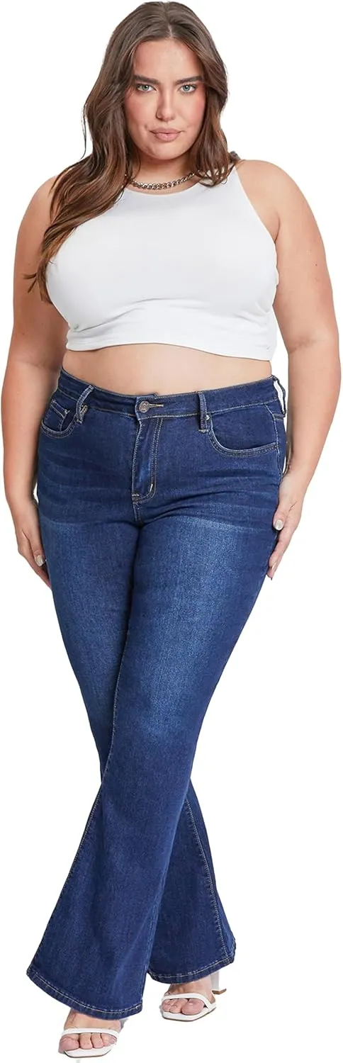 YMI Women's Junior Plus Size Basic Flare Jean