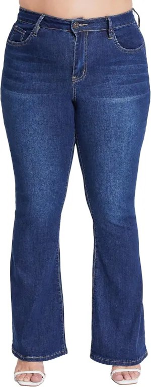 YMI Women's Junior Plus Size Basic Flare Jean