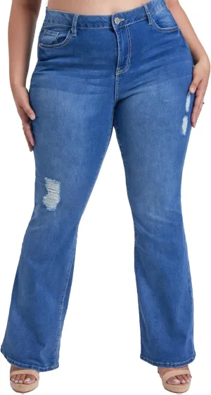YMI Women's Junior Plus Size Basic Flare Jean