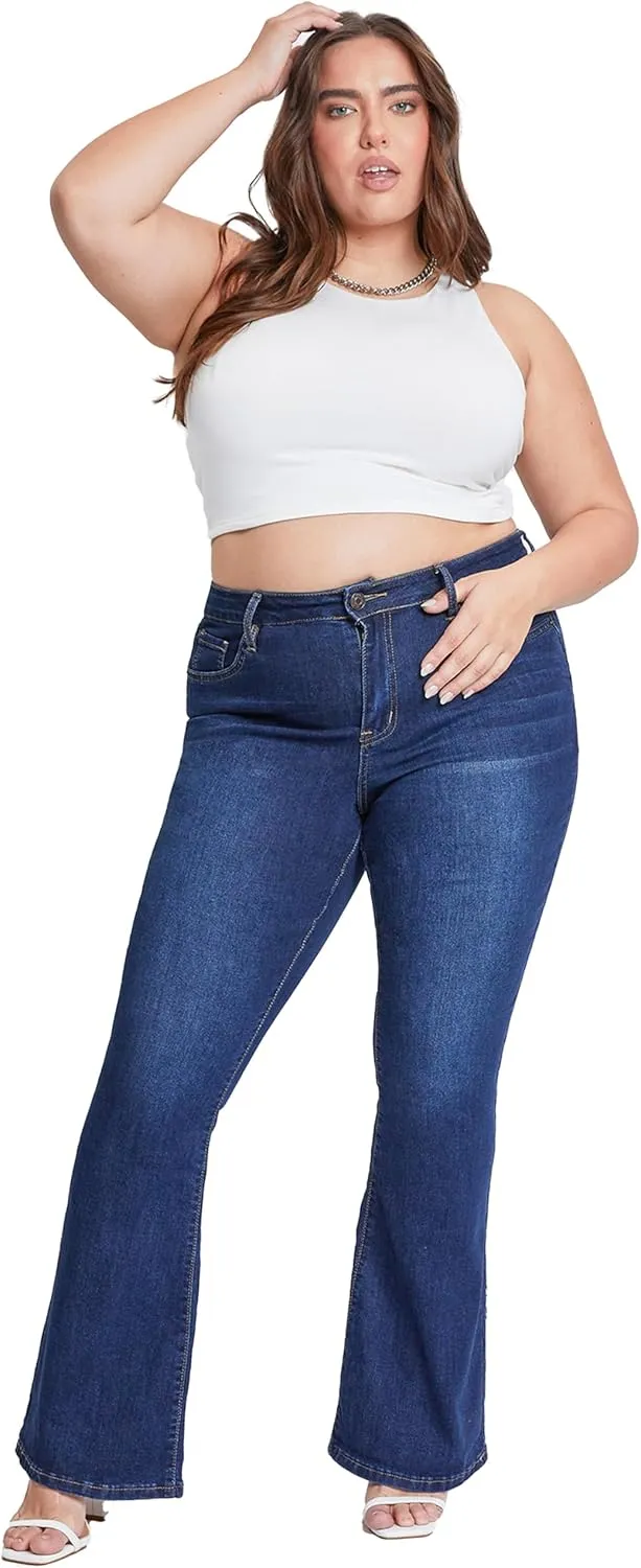 YMI Women's Junior Plus Size Basic Flare Jean