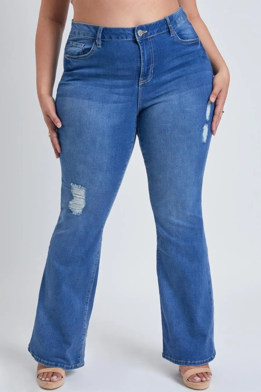 YMI Women's Junior Plus Size Basic Flare Jean